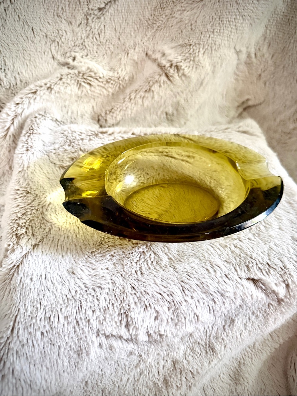 Vintage 1970s Anchor Hocking Soreno amber glass ashtray